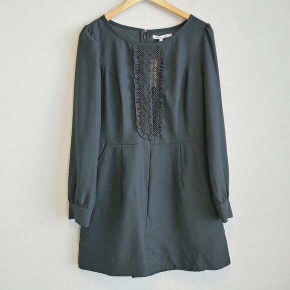 Avec Les Filles Women's Lace Insert Long Sleeve Black Romper Sz 12 - Picture 1 of 13
